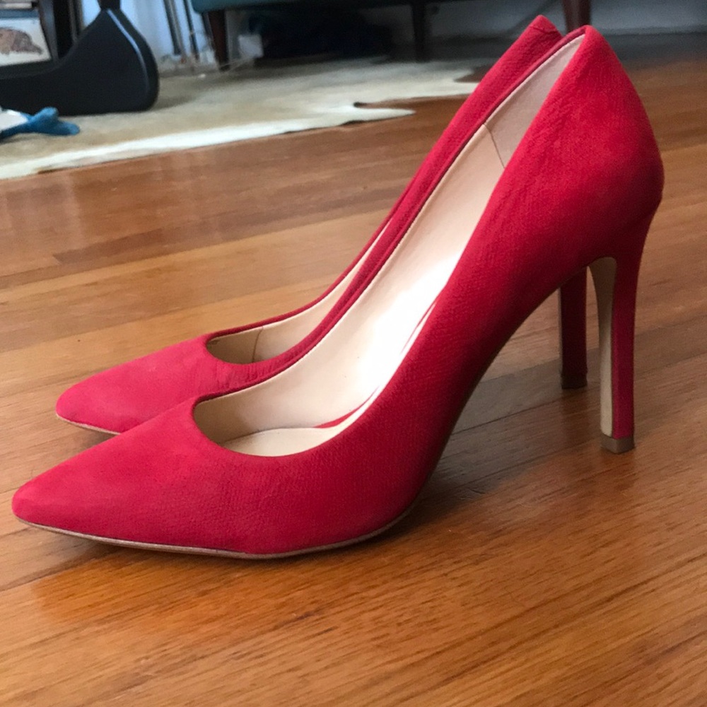 Red suede Banana Republic stilettos